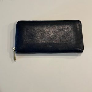 Fossil Clutch, Black Leather